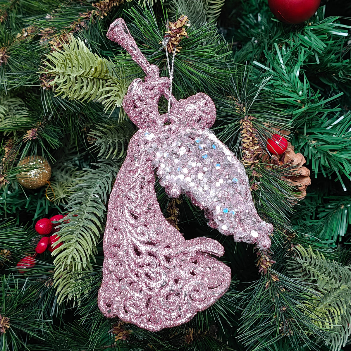 Blush Angel Glitter Ornament