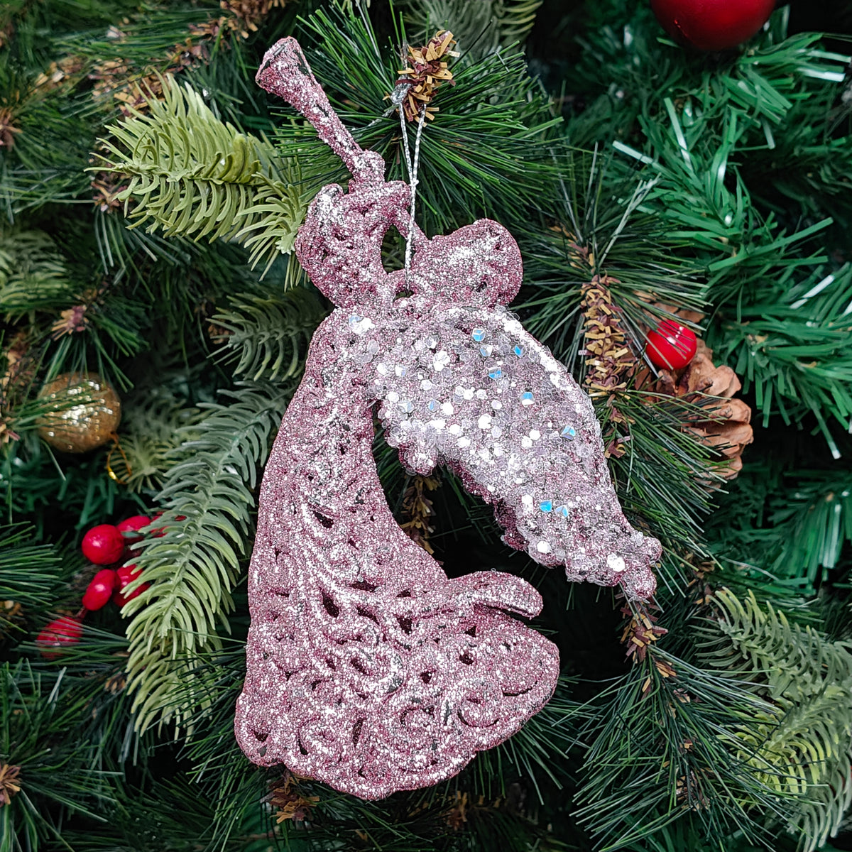 Blush Angel Glitter Ornament