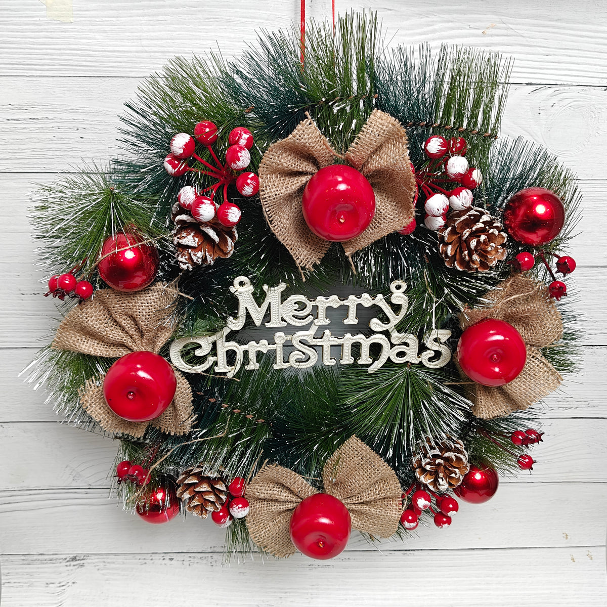 15" Rustic Cherry Apple Wreath