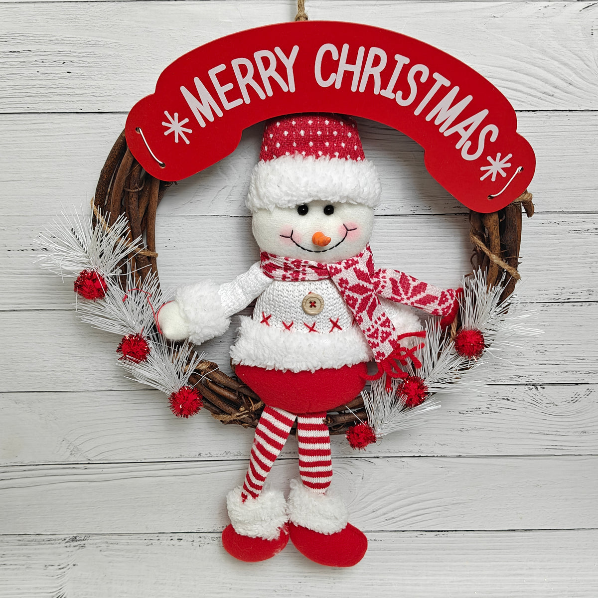 12" Frosted Joy Wreath - Snowman
