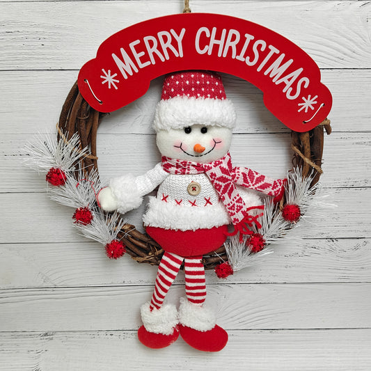 12" Frosted Joy Wreath - Snowman