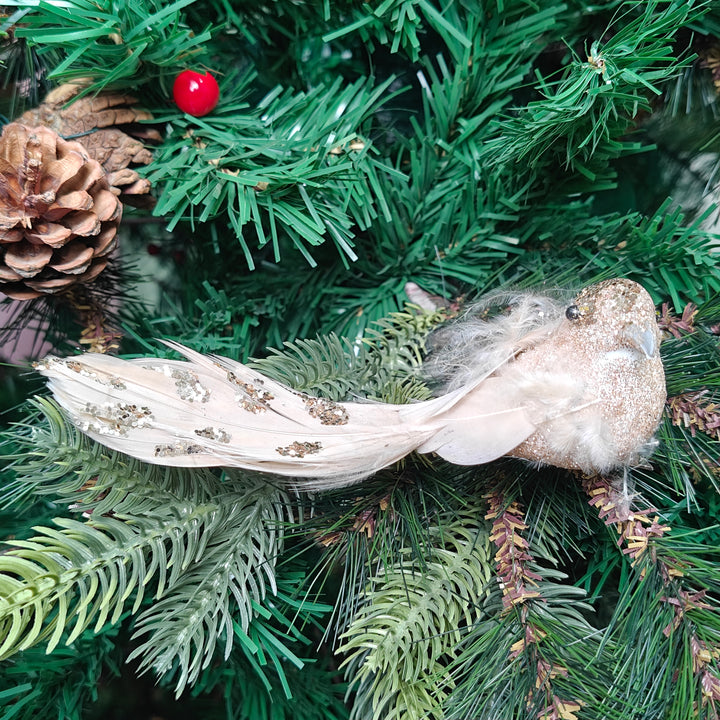 Champagne Glitter Grace Clip-On Bird - Set of 2