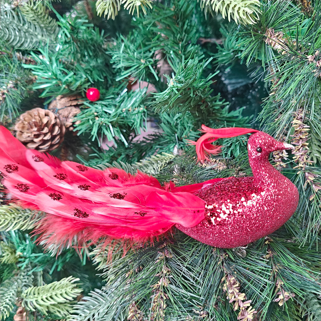 Feather Luxe Clip-On  Peacock Ornament - Set of 3