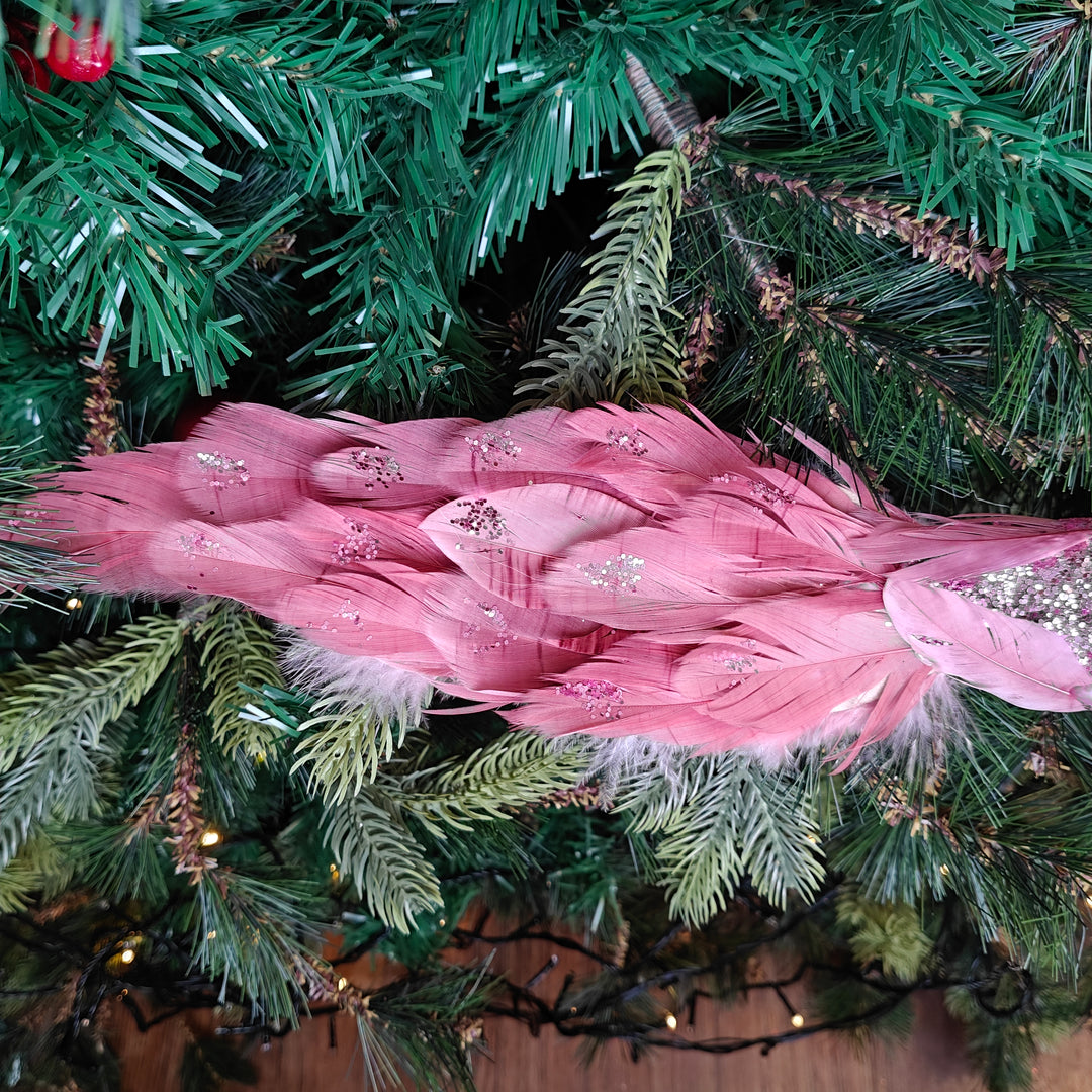 Blush Feather Luxe Clip-On Peacock Ornament