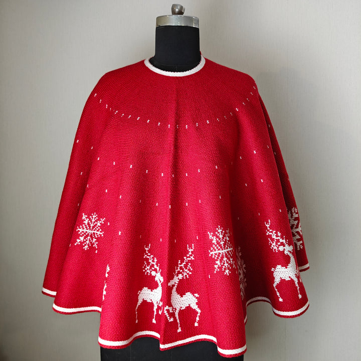 50" Tree Skirt-to-Cape- Snowy Scandinavian Knit