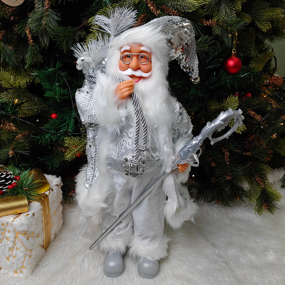25" Silver Frost Santa