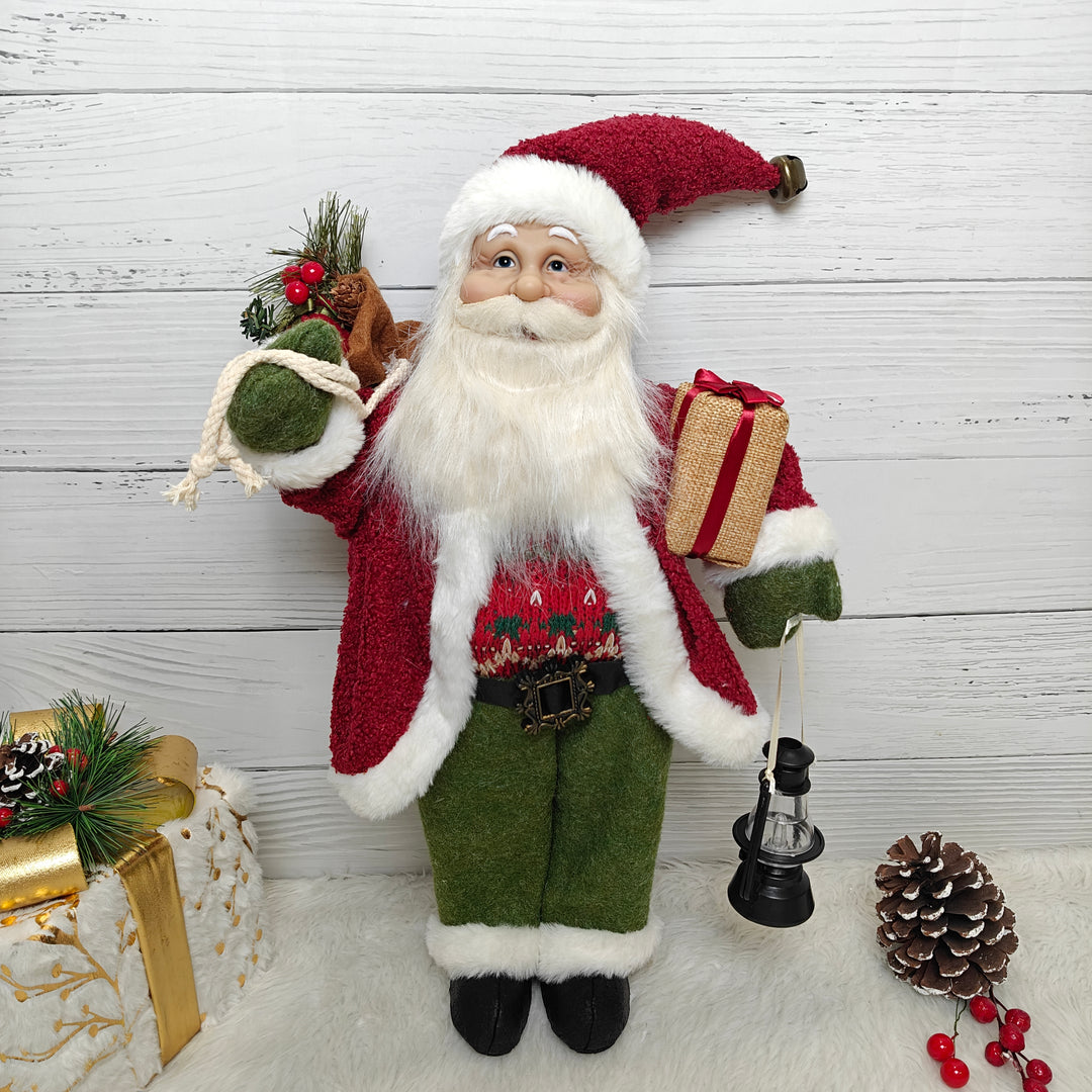 25" Evergreen Lantern Santa