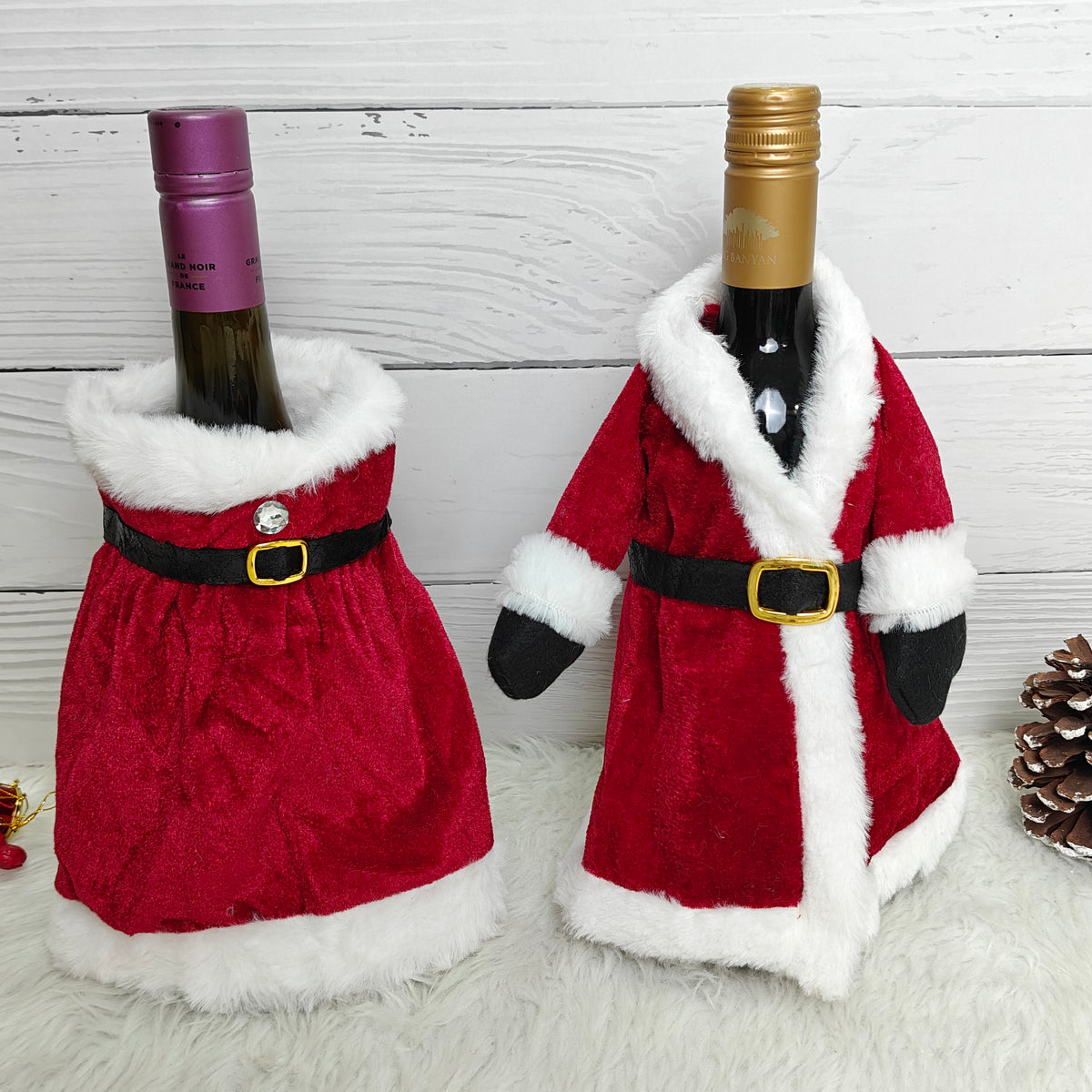 Mr & Mrs. Santa Wine Bottle Covers (Set of 2)