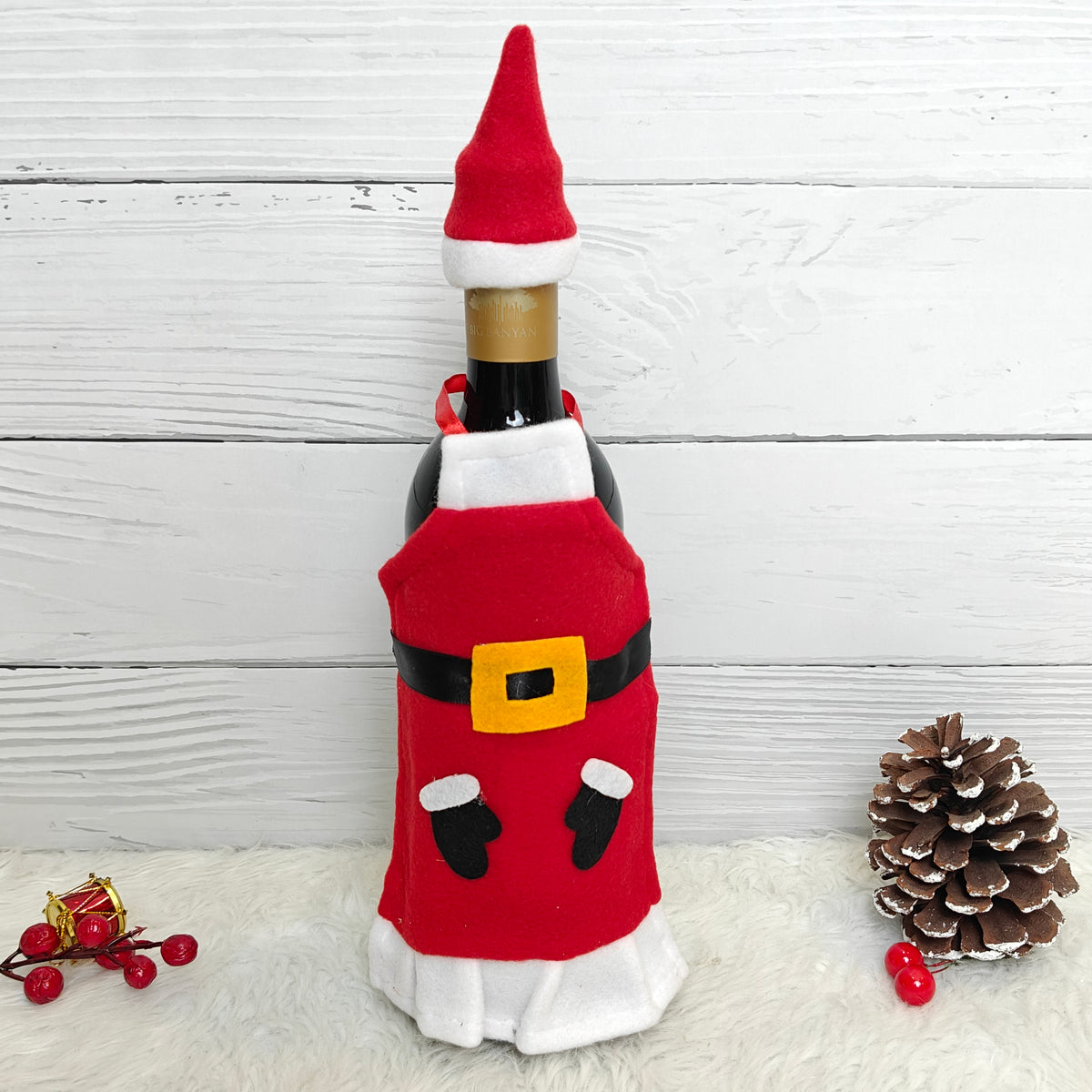 Classic Santa Apron Wine Bottle Cover