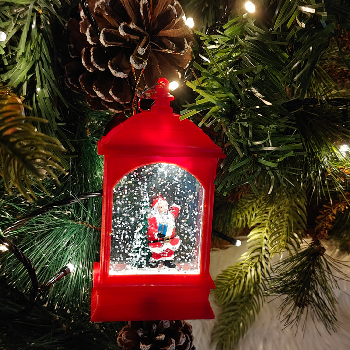 Light-Up Santa Gift Lantern Ornament