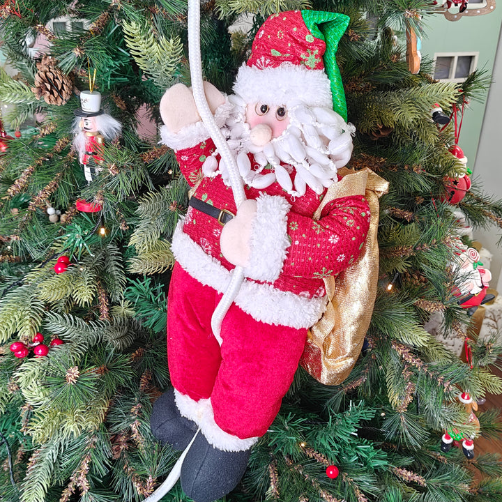 Festive Green Hat Santa on a Tree