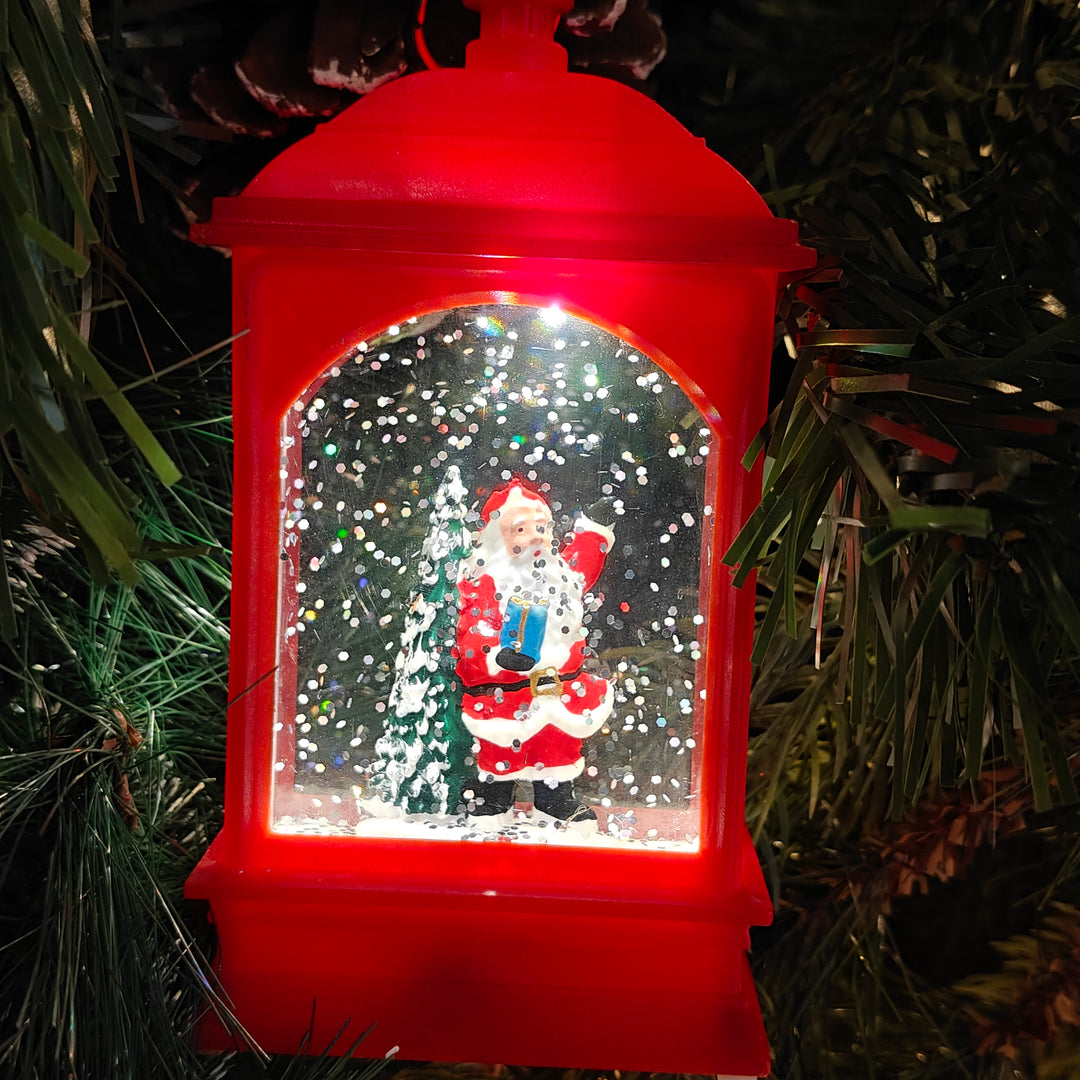 Light-Up Santa Gift Lantern Ornament