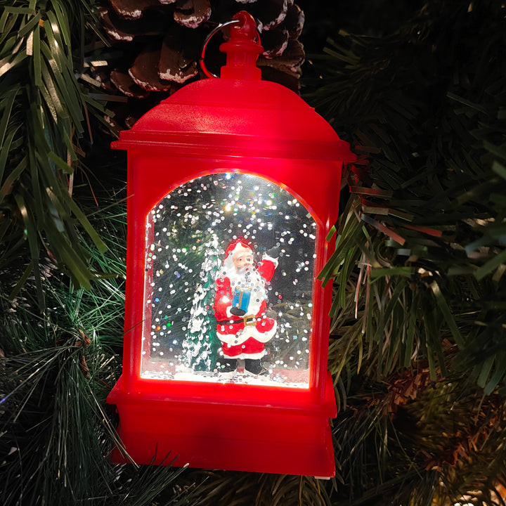 Light-Up Santa Gift Lantern Ornament