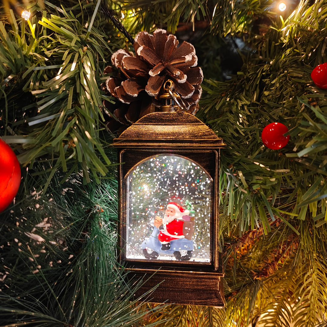 Light-Up Santa Scooter Lantern ornament