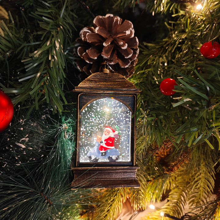 Light-Up Santa Scooter Lantern ornament