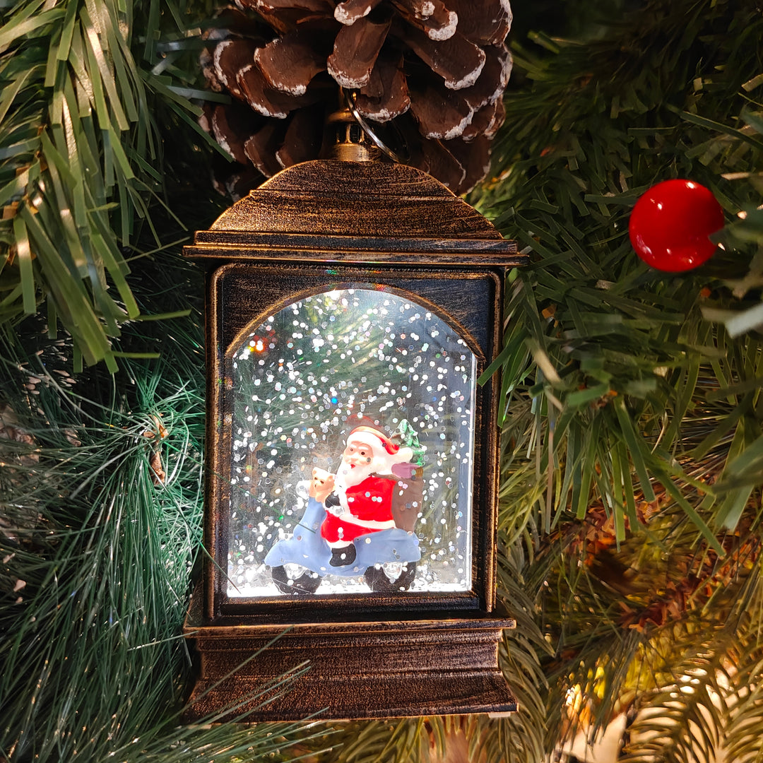 Light-Up Santa Scooter Lantern ornament