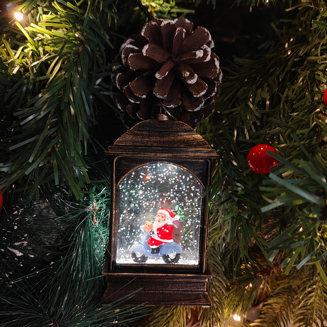Light-Up Santa Scooter Lantern ornament