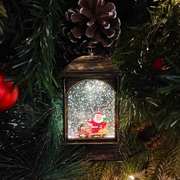 Light-Up Santa Roadtrip Lantern Ornament