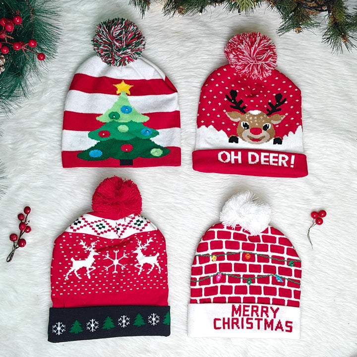 Twinkling Tree Knit LED Beanie