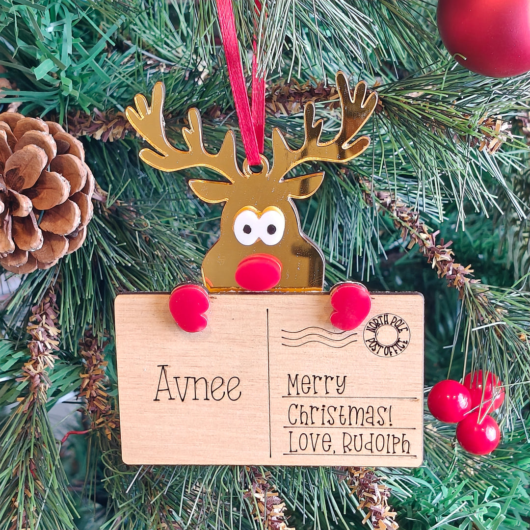 Babble Wrap Post Card Ornament - Rudolf
