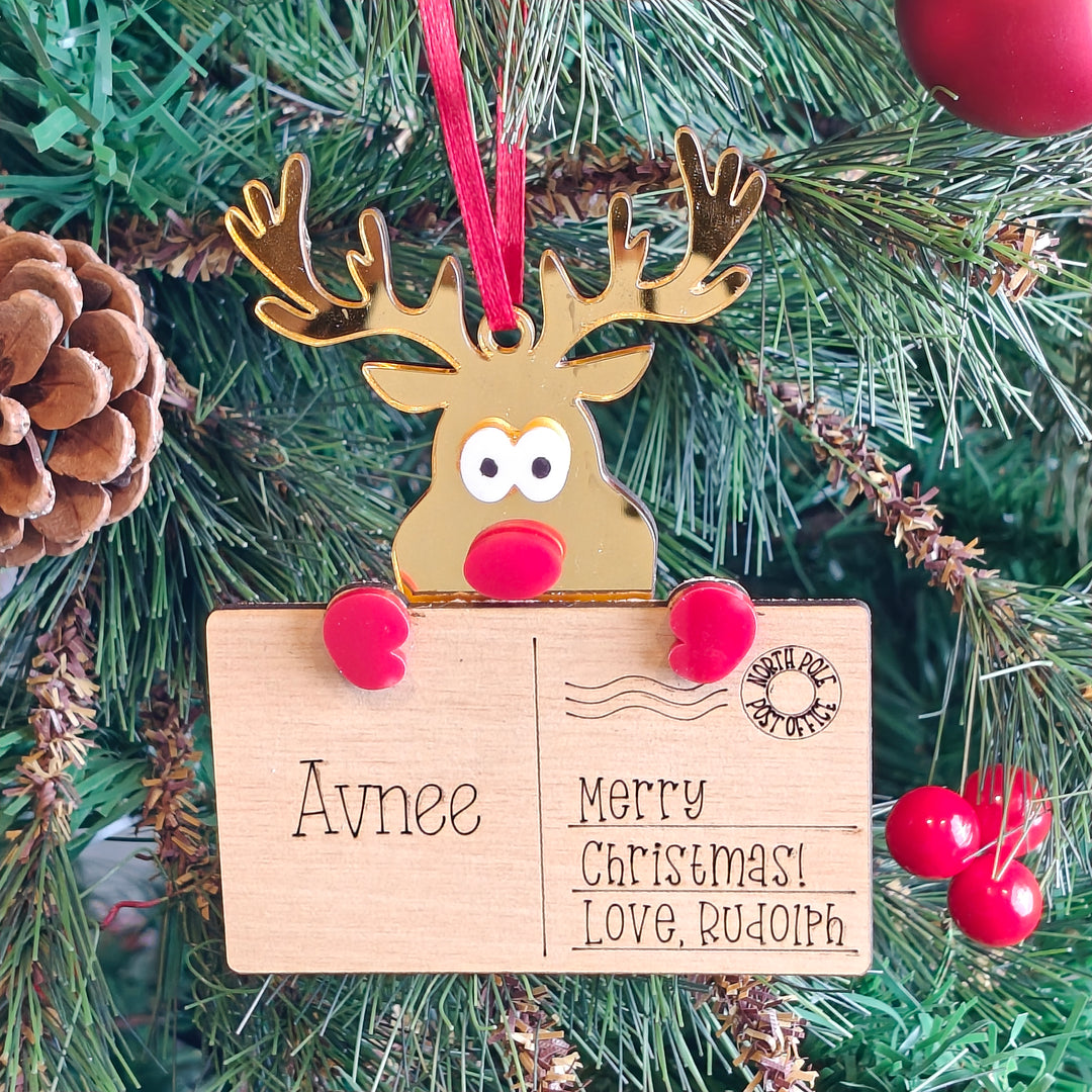 Babble Wrap Post Card Ornament - Rudolf