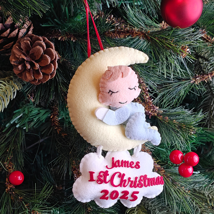 Moonlit Cuddle Baby Felt Ornament