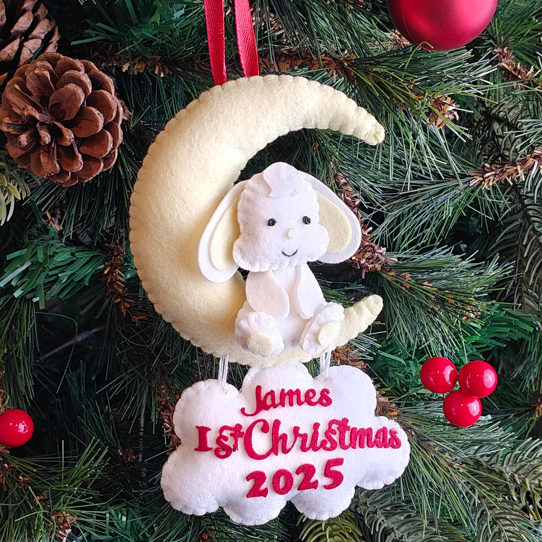 Moonlit Cuddle Bunny Felt Ornament