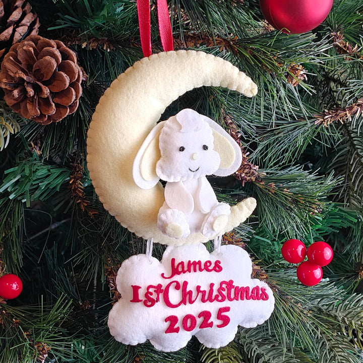 Moonlit Cuddle Bunny Felt Ornament