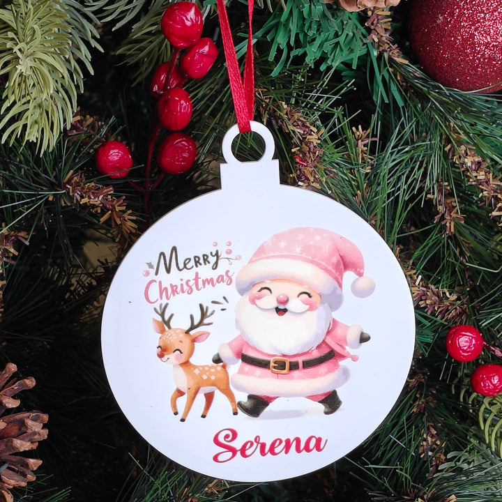 Pink Santa Christmas Ornament