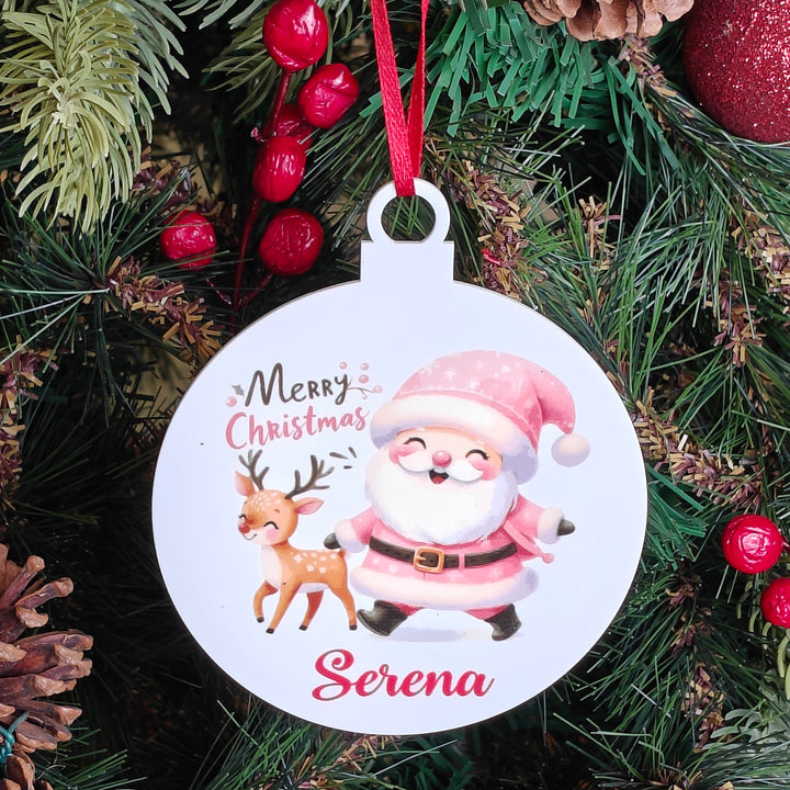 Pink Santa Christmas Ornament