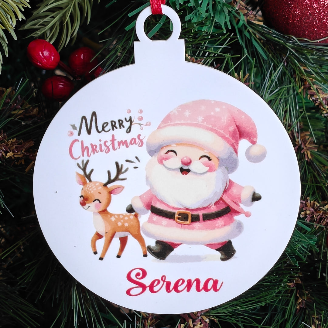 Pink Santa Christmas Ornament