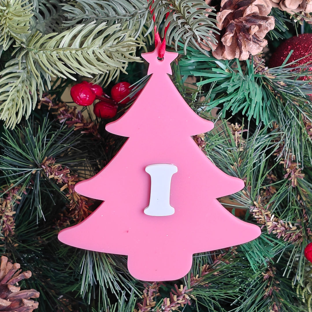Initial Christmas Tree Ornament – Pink