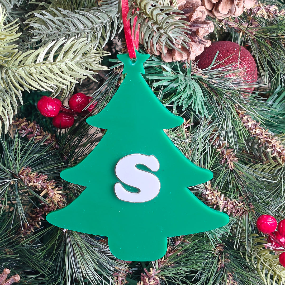 Initial Christmas Tree Ornament – Green
