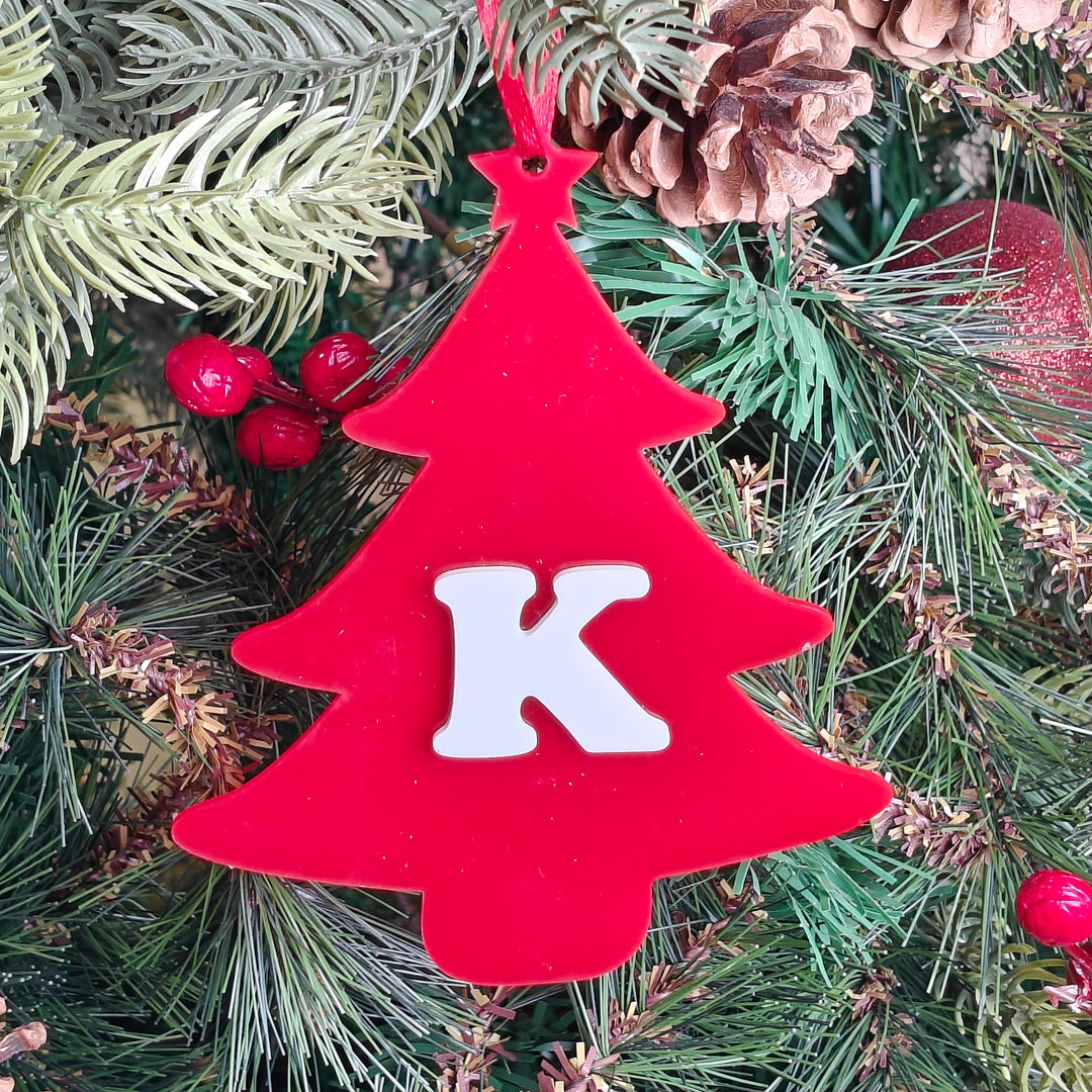 Initial Christmas Tree Ornament – Red