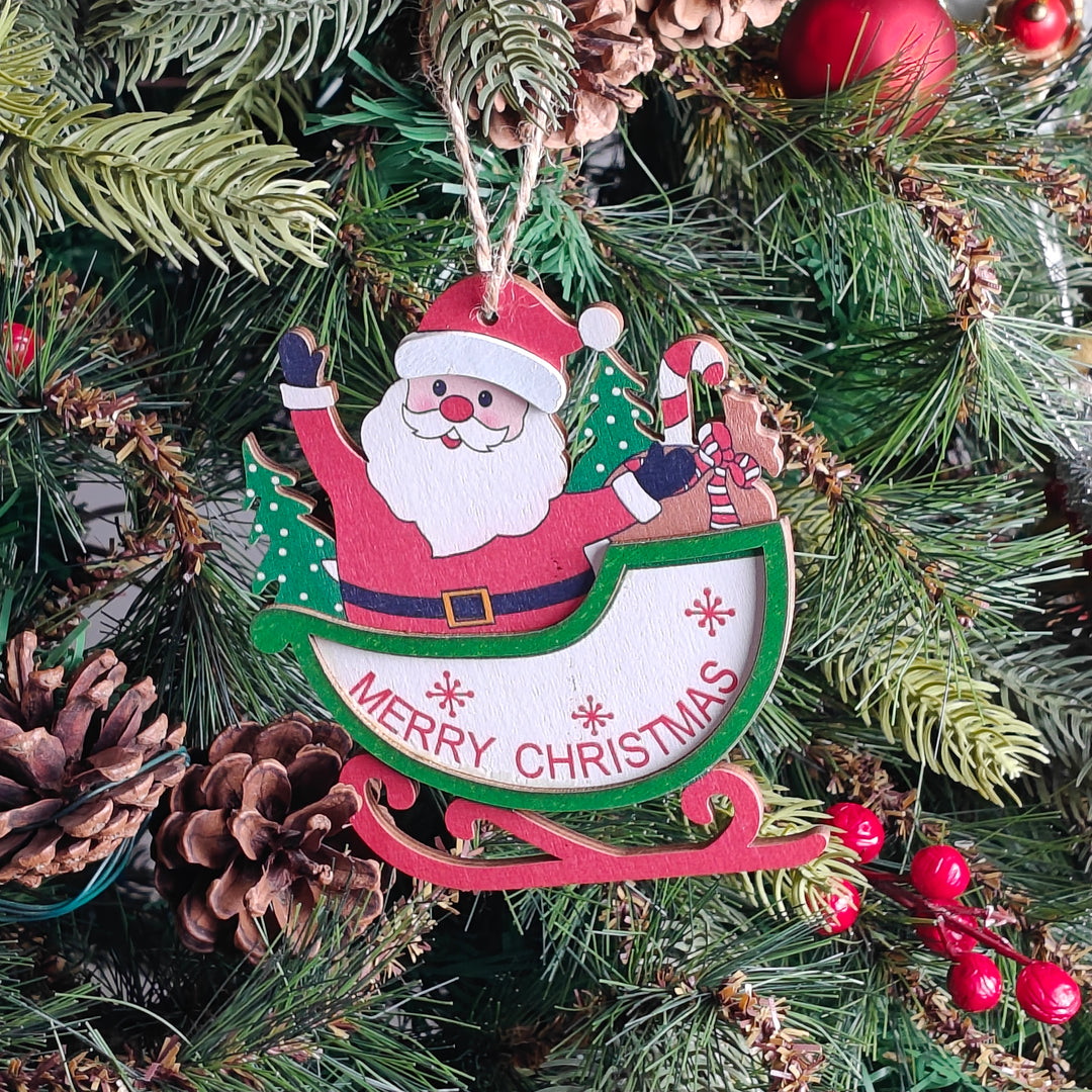 Santa’s Cheerful Sleigh Ornament
