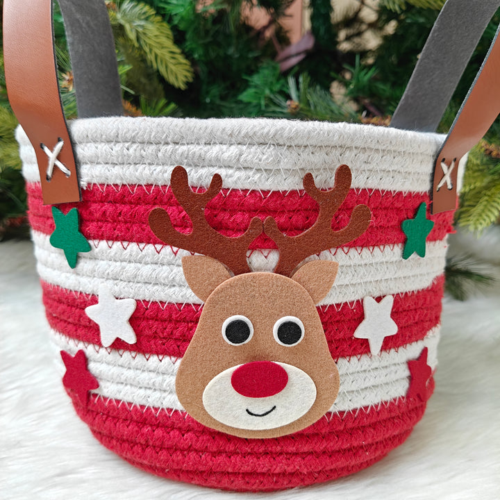 Babble Wrap Jute Cotton Storage Basket - Rudy the Reindeer
