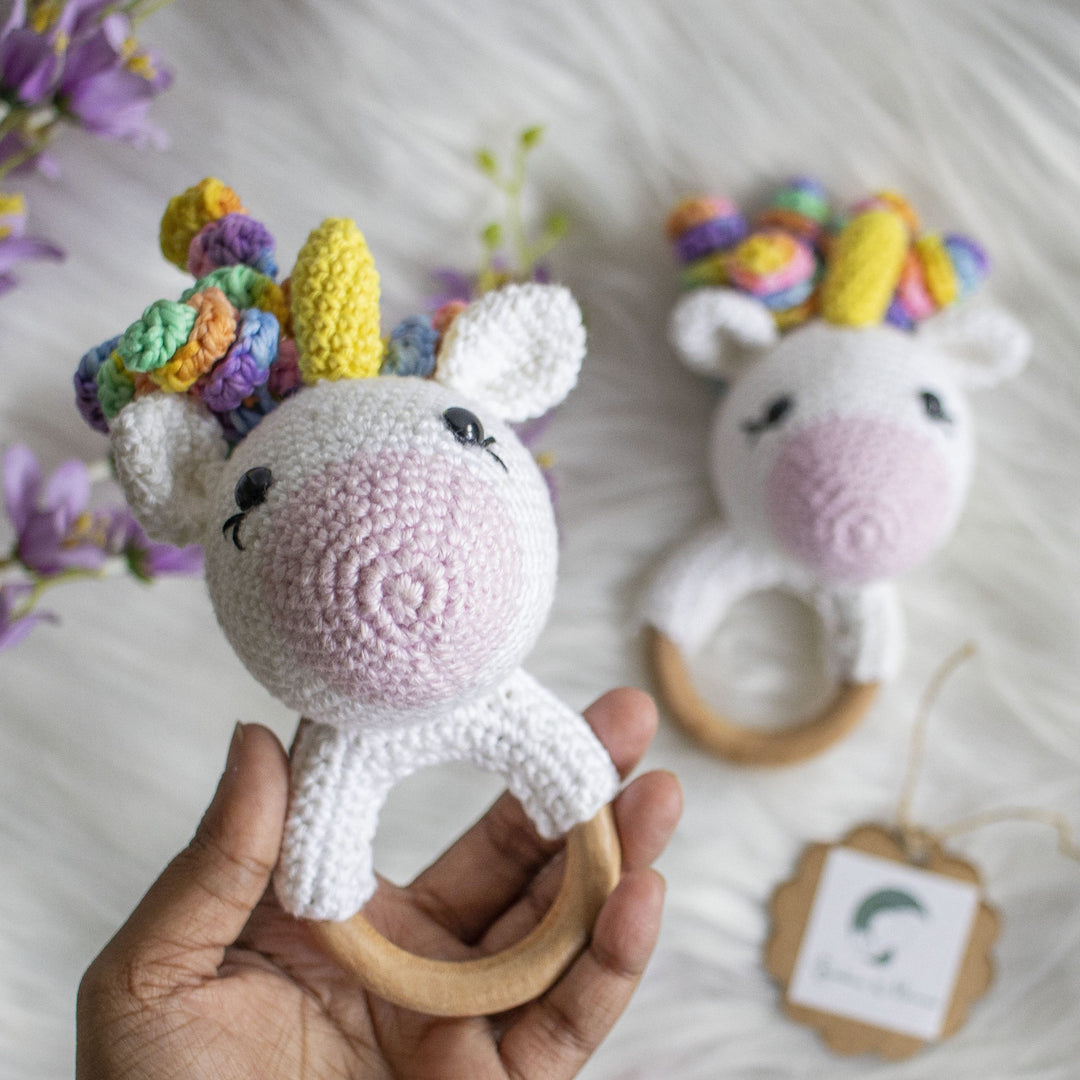 Handmade Unicorn Crochet Rattle