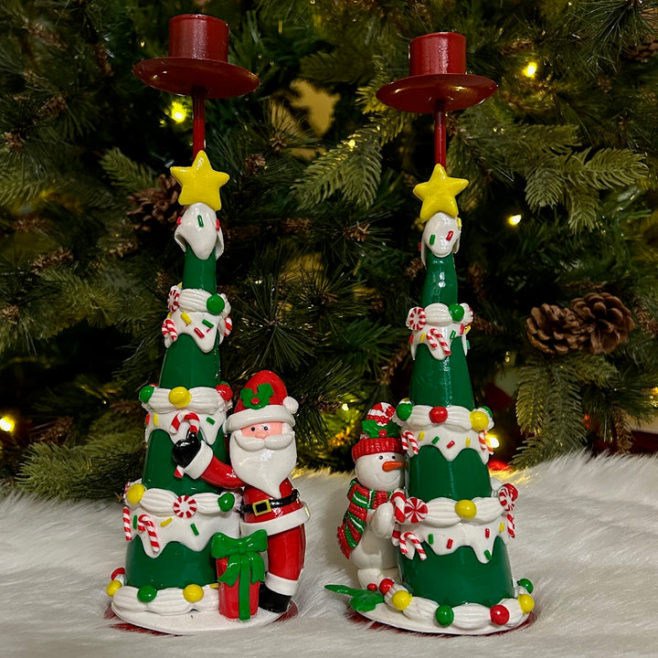 Babble Wrap Festive Christmas Tree Candle Stand (Set of 2)