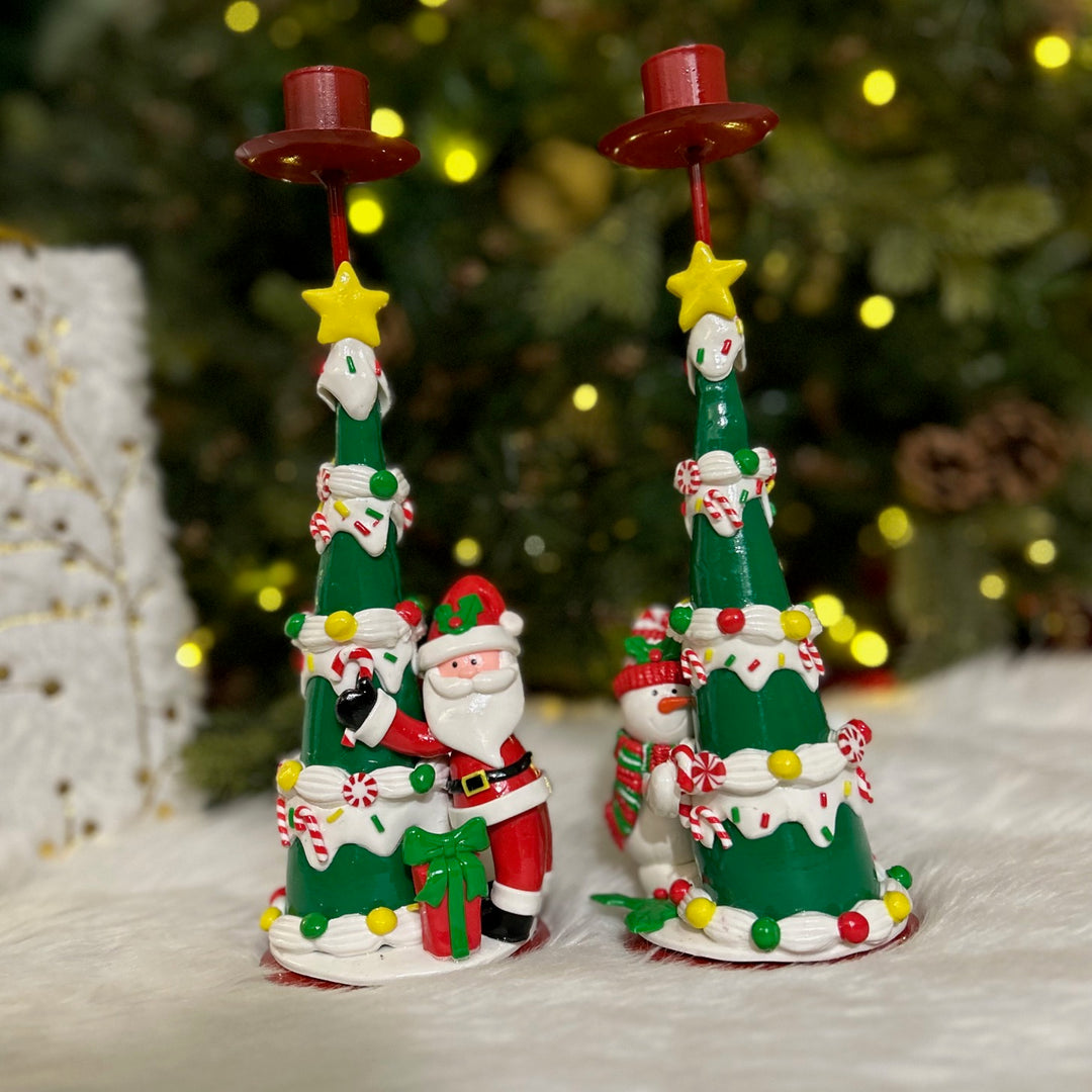 Babble Wrap Festive Christmas Tree Candle Stand (Set of 2)