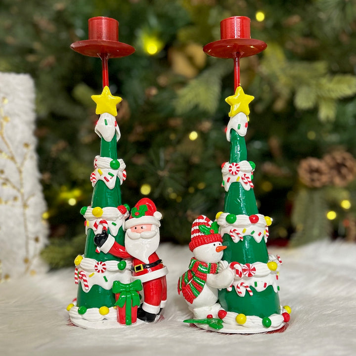 Babble Wrap Festive Christmas Tree Candle Stand (Set of 2)