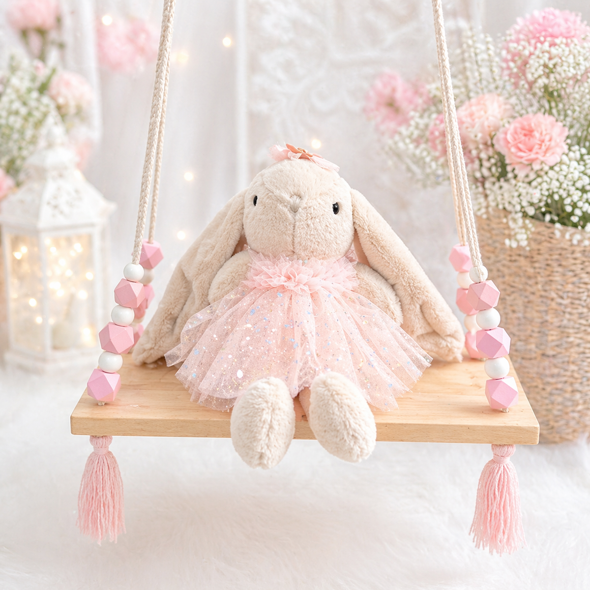 Taupe Bunny Doll - Peach Ballerina