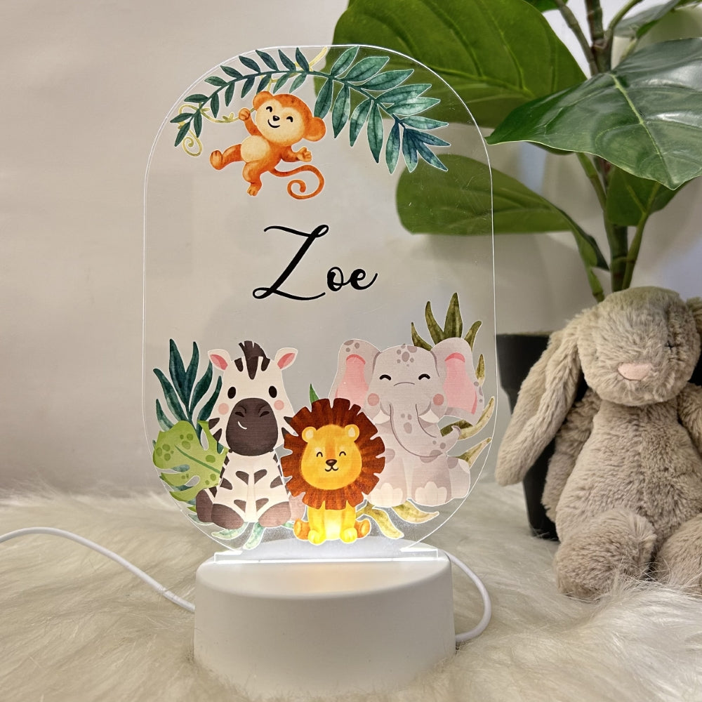 Acrylic LED Night Lamp- Woodland Animals (Egg-Shaped)