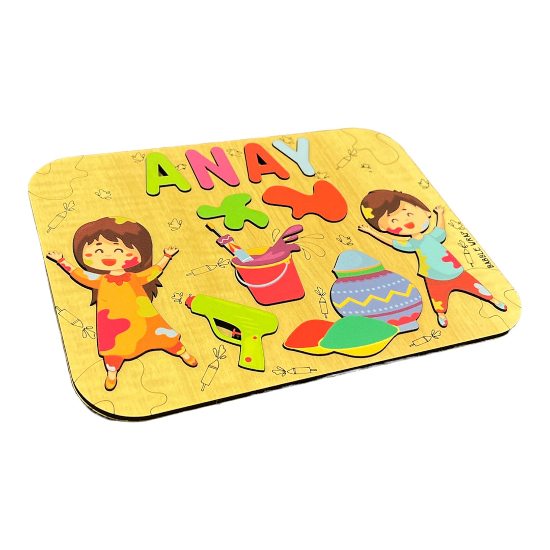 Holi Personalised Wooden Name Puzzle- Rangbaazi