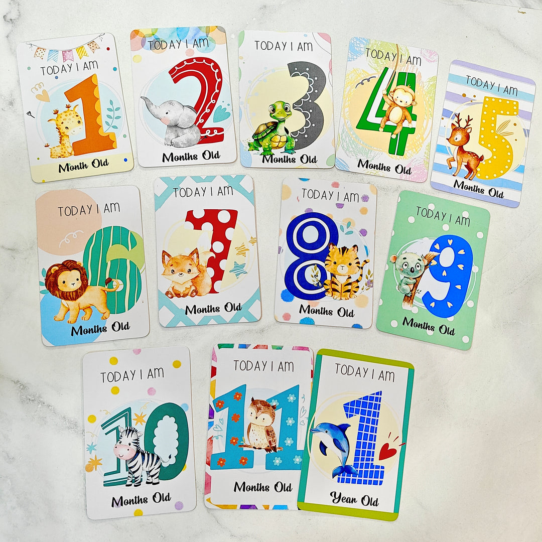 Whimsical Baby Milestone Cards – Pack of 30