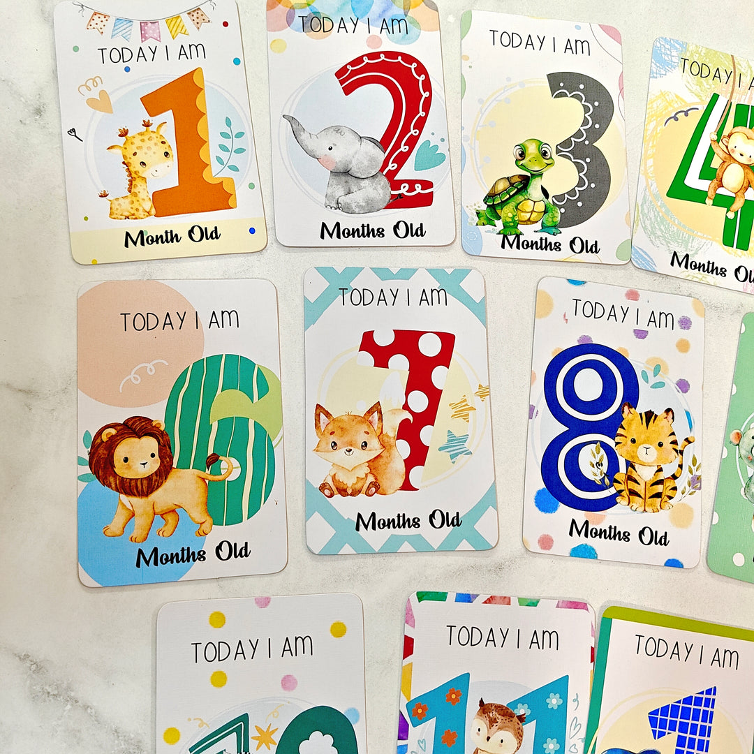 Whimsical Baby Milestone Cards – Pack of 30