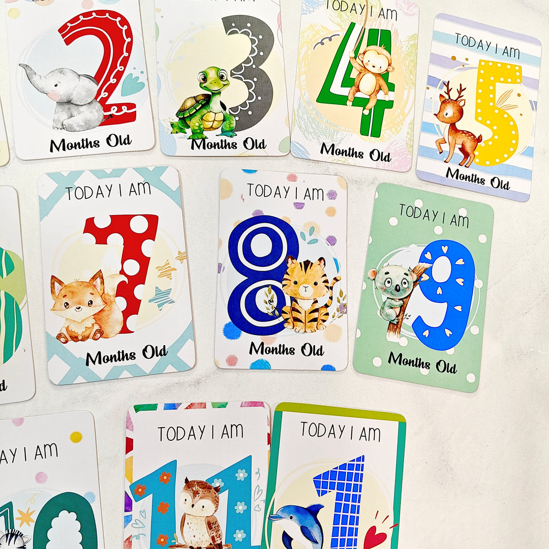 Whimsical Baby Milestone Cards – Pack of 30