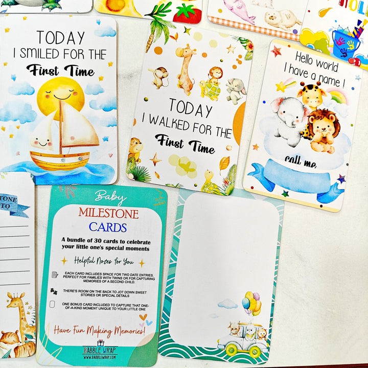 Whimsical Baby Milestone Cards – Pack of 30
