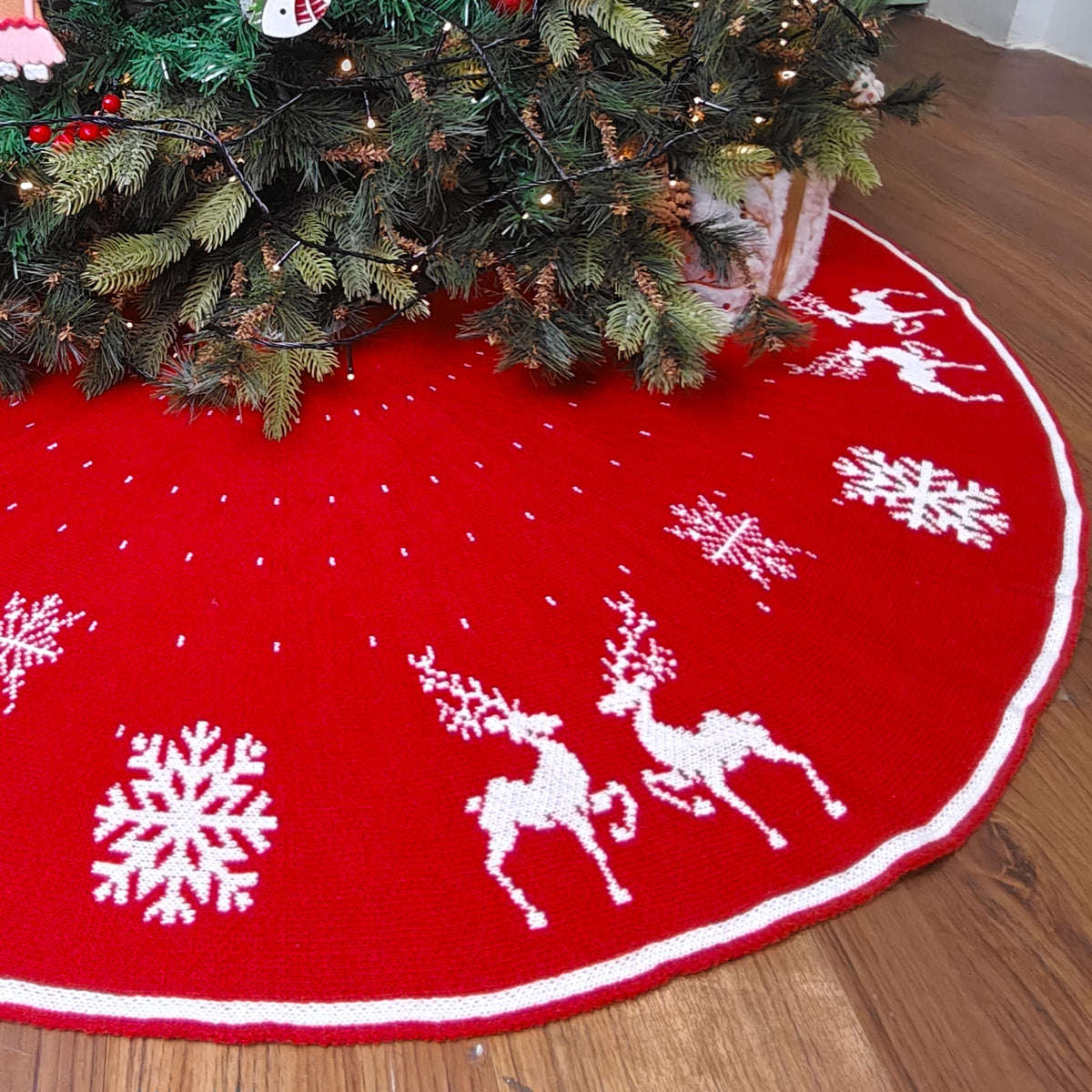 50" Tree Skirt-to-Cape- Snowy Scandinavian Knit