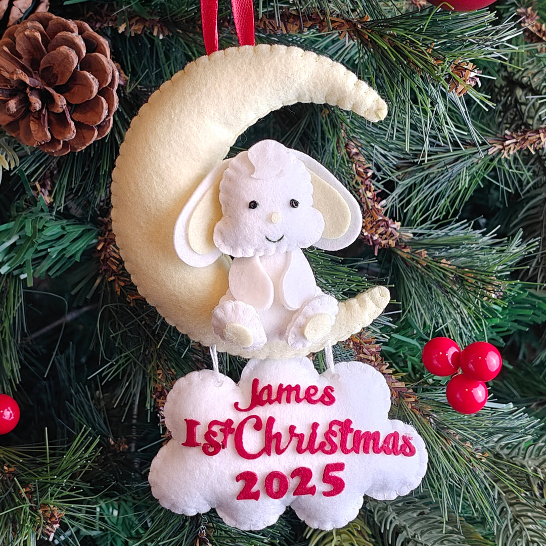 Moonlit Cuddle Bunny Felt Ornament