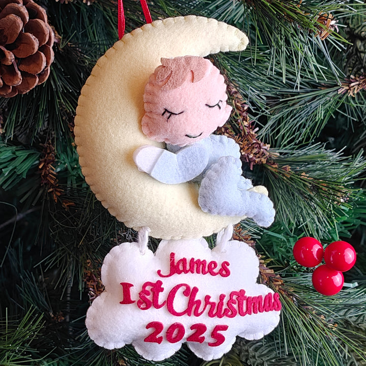Moonlit Cuddle Baby Felt Ornament